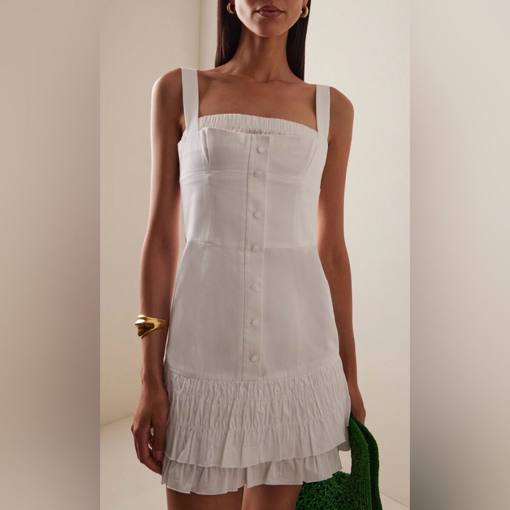 Alexis NWT White Ruffled Mini Dress